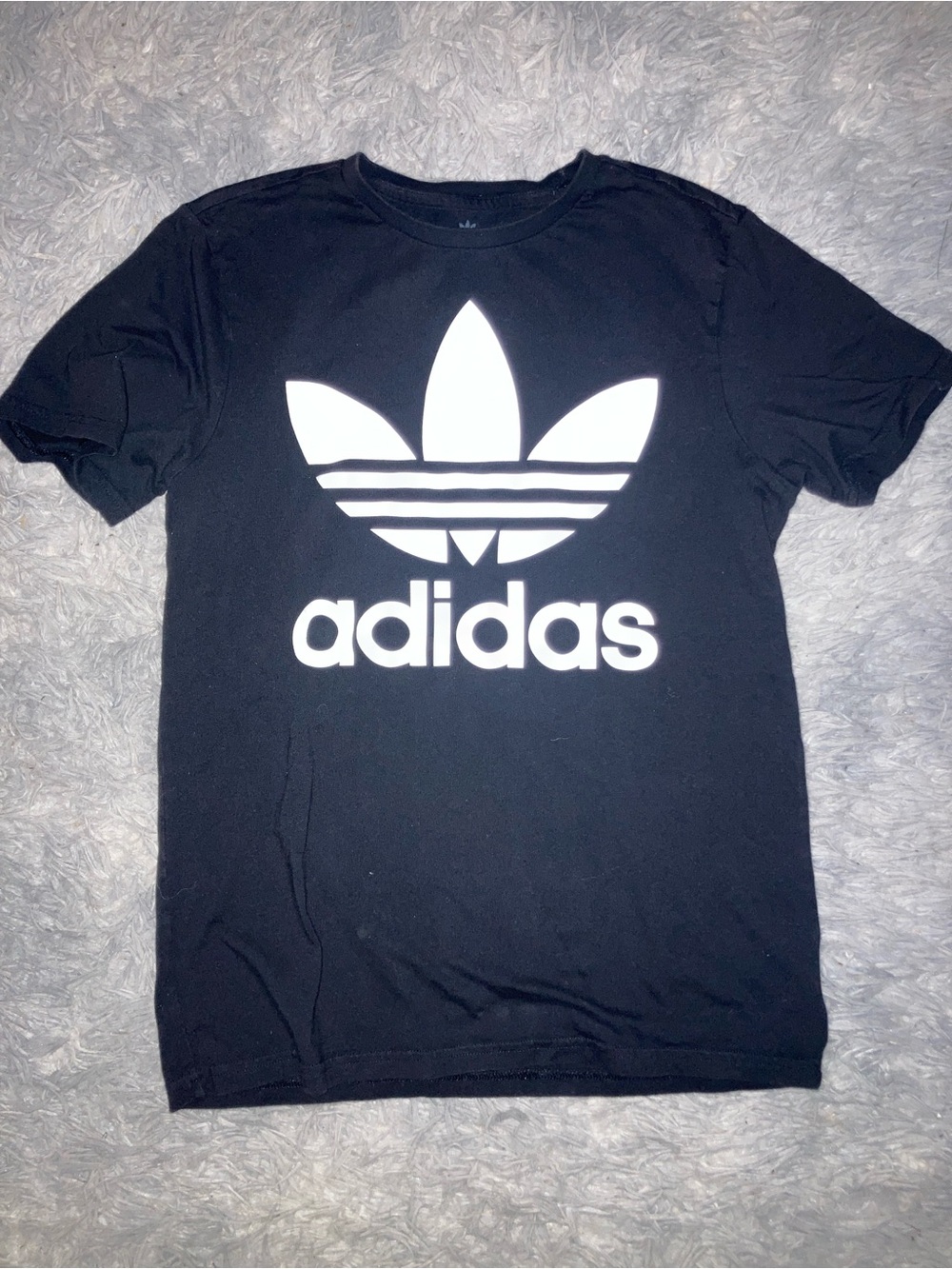 adidas Black Tee with Large White Trefoil Logo